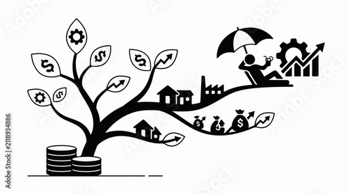 A conceptual illustration of financial growth and a relaxed lifestyle