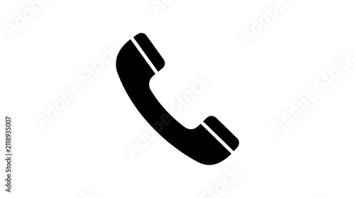 Black telephone handset icon for contact support.