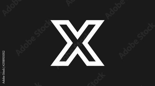 Minimalist white letter X logo on black background