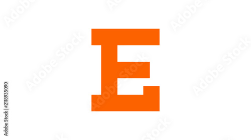 Orange stylized letter E geometric branding mark.