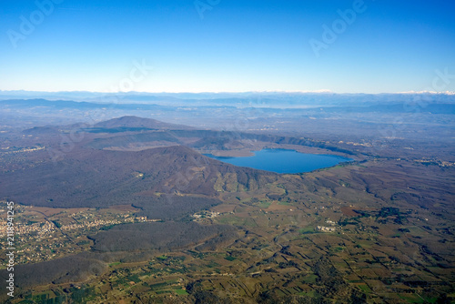 bracciano lake aerial view from airplane window
