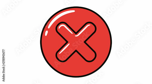 Dynamic Red Circle Icon with White Outline X Mark and Splatters for Modern Design UI or Negative Symbol