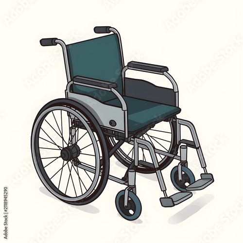 Manual Wheelchair Illustration Isolated on White Background