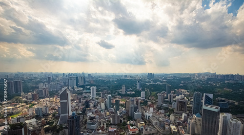 Photography Aerial cityscape of Kuala Lumpur, Malaysia at sunny afternoon.