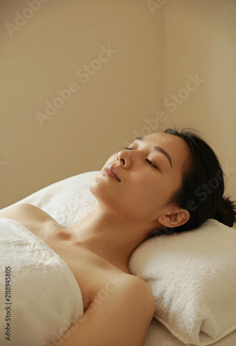 Young asian woman relaxing ...
