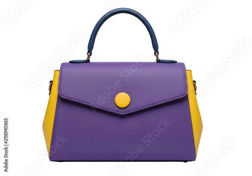 Purple ladies handbag with gold chain strap