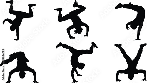 Fotografía Breakdancers flat vector illustration compilation