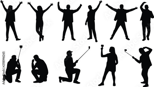 фотографія Cheering people flat vector illustration group