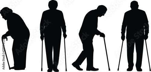 Foto Elderly people flat vector illustration