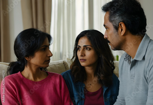 Indian family having a seri...