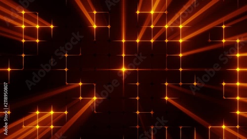 Glowing Orange Light Beam Grid Seamless Motion Loop