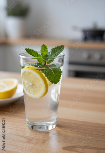 Refreshing glass of water w...