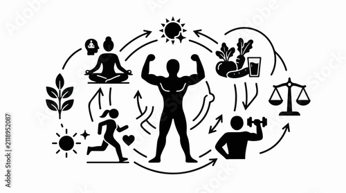 A cycle of fitness nutrition and mental well-being