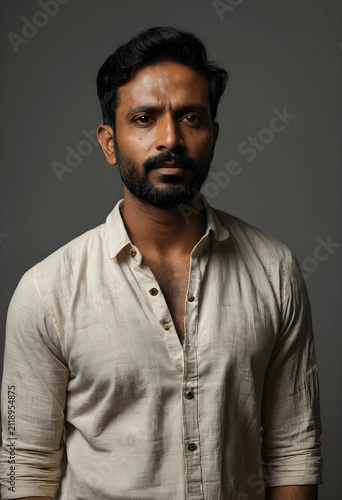 Serious indian man with a b...