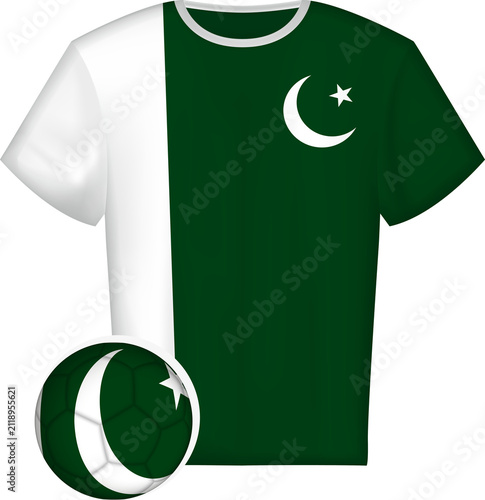 Quadro su tela Pakistani Flag Soccer Jersey and Ball