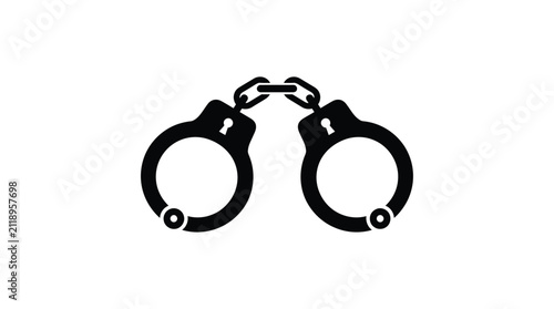 Принти на полотні Black Handcuffs With Chain Isolated Silhouette restraints