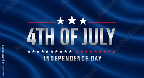4th of July Independence Day celebration banner. Patriotic American holiday vector design with stars and stripes for events and promotions.