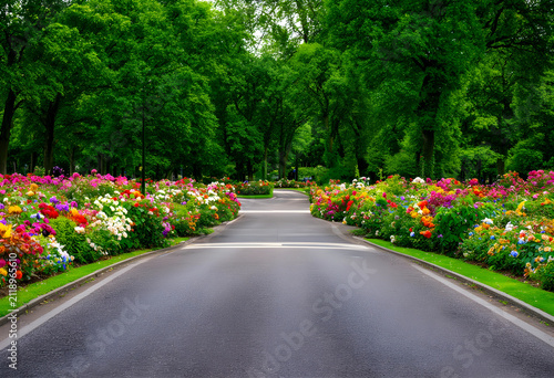Empty asphalt road winding ...