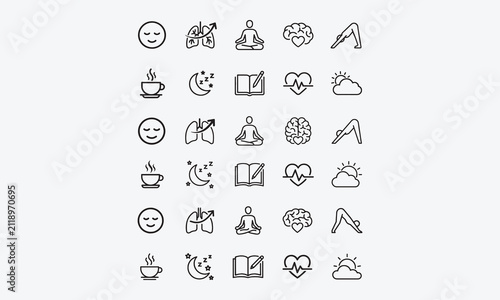 Stress management line editable icon set