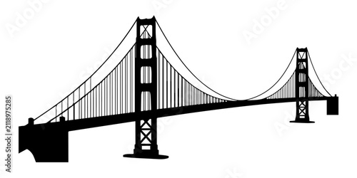 Photography a striking black and white illustration depicting a suspension bridge silhouette