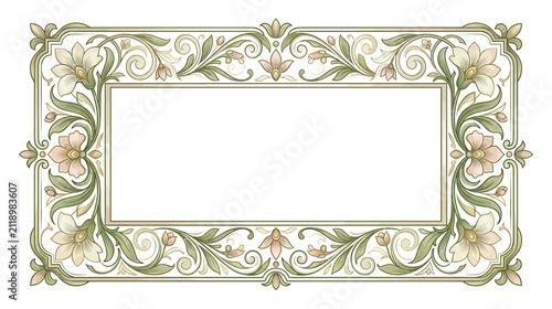 Elegant Floral Border with Swirls and Flowers