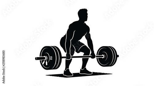фотографія Weightlifter Preparing To Lift Barbell Black Silhouette