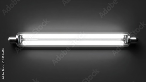 Metallic cylinder with bright white light on dark backdrop