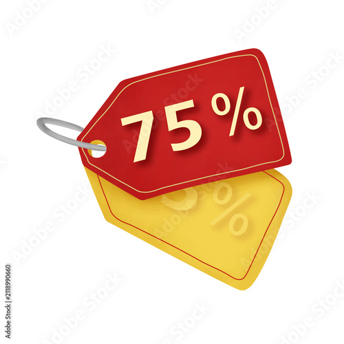 Quadro su tela Sale price label 75% off percentage promotion illustration isolated on transpare