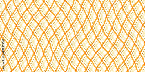 Konstfotografi Abstract Orange Wavy Lattice Pattern Seamless Background With Curved Stripes and
