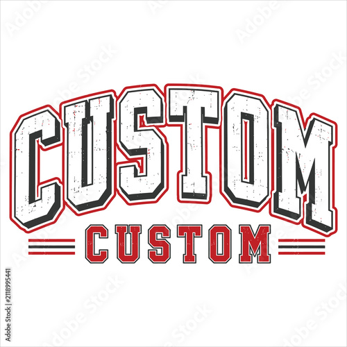 Custom Editable Varsity Typography Template Vector Design Isolated on White Background