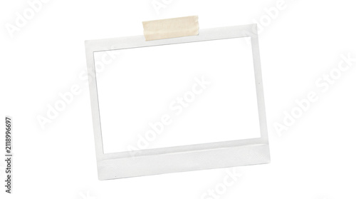Принти на полотні Polaroid photo taped to a wall with beige masking tape isolated on transparent b
