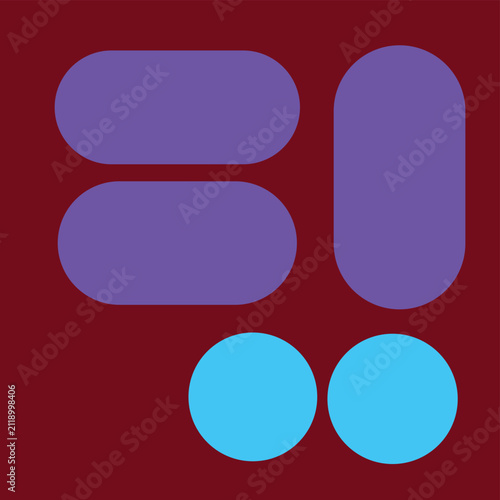 Modern Minimalist Purple and Cyan Geometric Capsule Abstract Vector Graphic