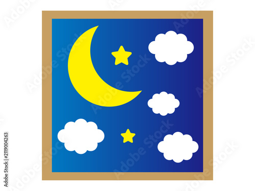夜の窓と空のイラスト素材2