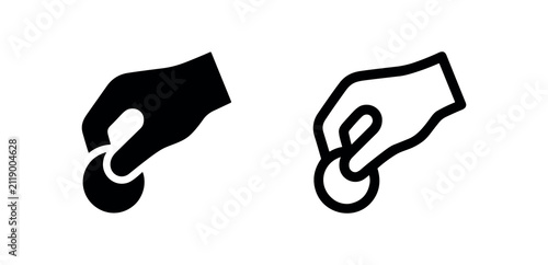 Obraz na plátne Hand Dropping Coin Money Donation Icon Set