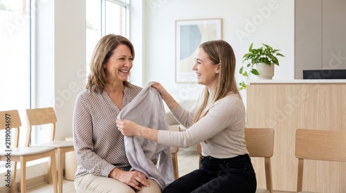 Daughter Helping Mother With Care For World Lungs Day
