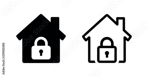 Canvastavla Home security icon with padlock, secure house symbol, private property protectio