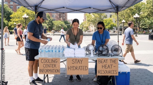 Volunteers Provide Heatwave Safety and Hydration Support Outdoors