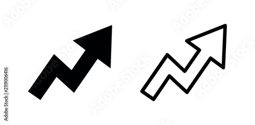 Zigzag arrow pointing up and right, signifying growth and upward trend