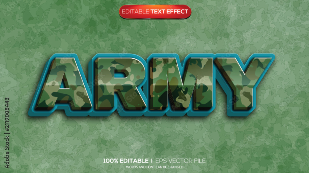 Obraz premium 3d text effect army theme