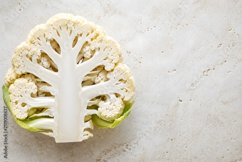 Fresh raw cauliflower slice shaped like a tree