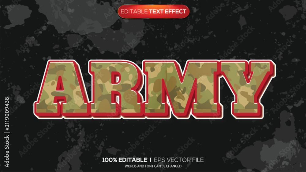 Obraz premium 3d text effect army theme