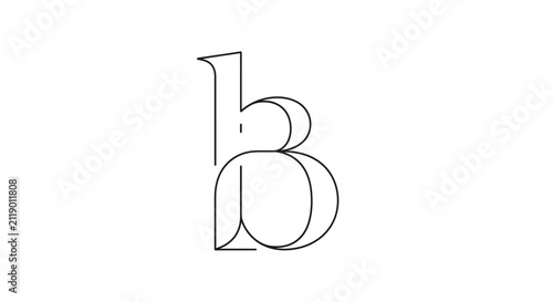 Abstract letter b outline graphic design element for creative concepts