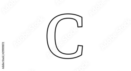 Outline of the letter c on a white background design element