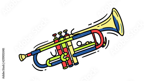 Canvas Print Colorful Cartoon Trumpet Illustration
