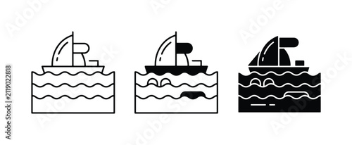 Shark Attack Icons, Danger Symbols, Ocean Threat Vector Set