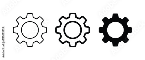 Gear Icons Set: Simple Cogwheel Vector Graphics for Mechanics, Industry, and Settings Concepts