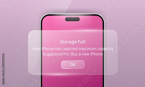 Smartphone storage full alert notification user interface design template