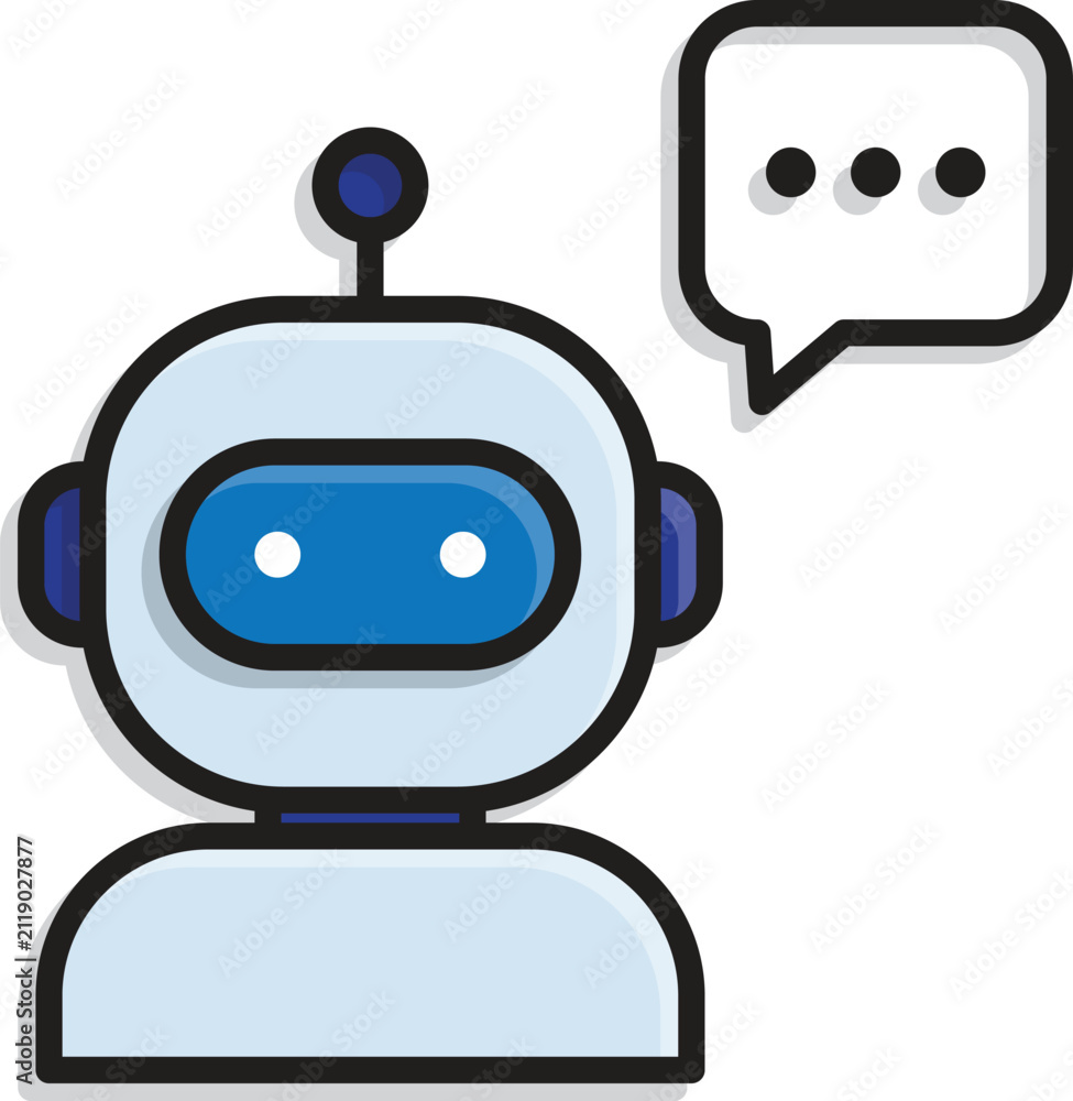 Naklejka premium Agent icon. AI Agent. Robot with speech balloon. assistants, innovation, and monitoring. Mixed design style.