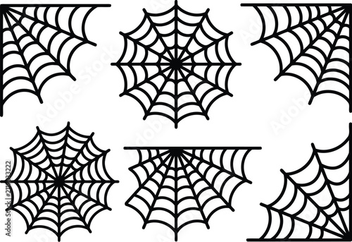 Black Spiderweb Silhouettes On White Background Decorative Halloween Pattern