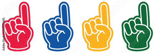 Foam Finger Icons, Sports Fan Cheering Hand, Team Spirit, Championship, and Game Day Symbols, Vector, Designs
